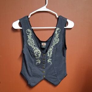 Harley-Davidson Gray Embroidered Blouse